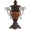 Regency Hill Traditional Table Lamp 31 1/2" Tall USB Charging Port Urn Bronze Faux Silk Bell Shade for Bedroom Living Room Office - 4 of 4