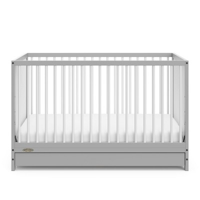 Pebble Gray and White 5-in-1 Convertible Crib with Drawer