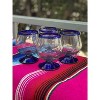 Dos Sueños Mexican Hand Blown  Cognac Glasses - Blue Rim - 7oz - Set of 4 - 4 of 4