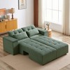 Convertible 3-in-1 Corduroy Sleeper Sectional Sofa with Storage & 4 Pillows, Modular Couch Bed with Ottoman for Living Room - 2 of 4