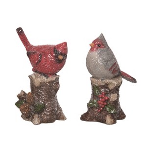 Transpac Cardinal and Birch Figurine Set of 2 Decorative Bird Figurines for Christmas Indoor Tabletop Decor Gift - 1 of 1