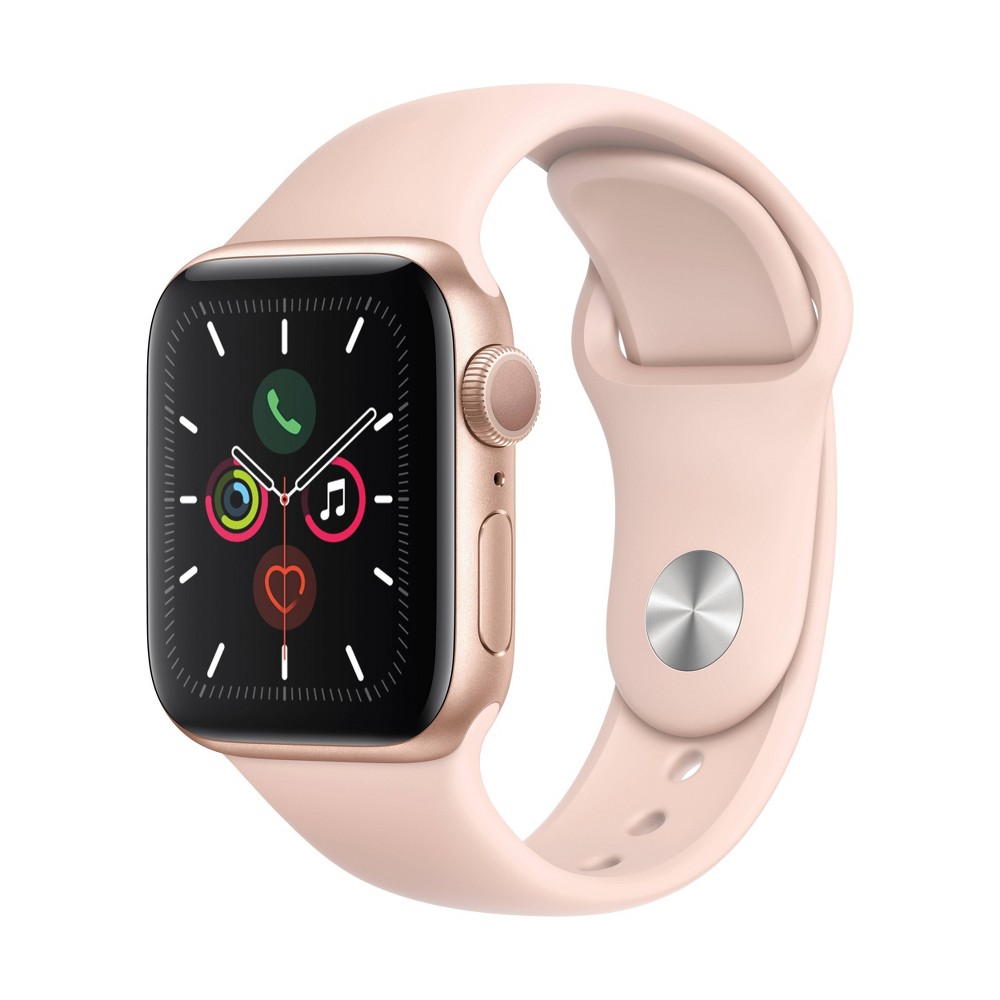UPC 190199264076 product image for Apple Watch Series 5 GPS, 44mm Gold Aluminum Case with Pink Sand Sport Band | upcitemdb.com