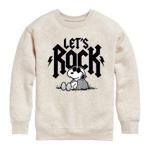 Boys' - Peanuts - Lets Rock Graphic Long Sleeve Fleece Sweatshirt - 1 of 4