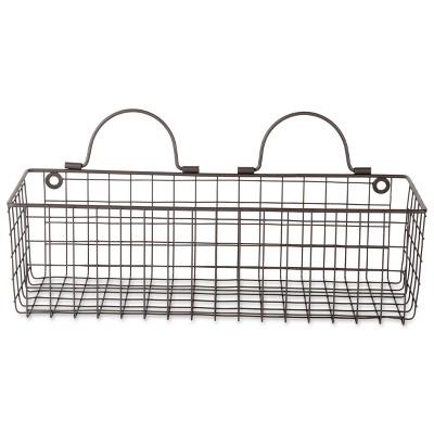 Vintage Bronze Wire Wall Baskets, Set of 2, Rectangular