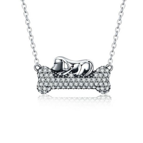 Fido Dog and Bone Necklace for Women Pendant and Chain Cubic Zirconia Ginger Lyne Collection - image 1 of 4