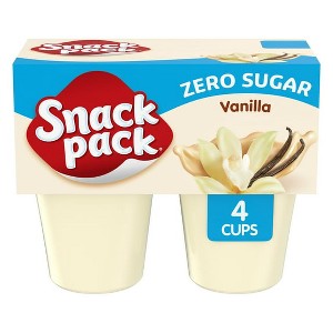 Snack Pack Zero Sugar Vanilla Pudding, Lunchbox Snack, 3.25 oz Pudding Cups, 4 Count (Pack of 4) - 1 of 4