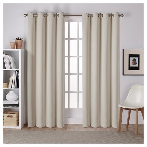 Set of 2 Sateen Twill Weave Insulated Blackout Grommet Top Window Curtain Panels - Exclusive Home - 1 of 4