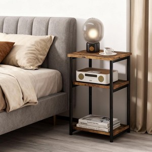 COZONY 3-Tier Side Table with Storage, Small End Table & Telephone Table, Metal Frame Tall Nightstand for Living Room, Bedroom, Office, Bathroom - 1 of 4