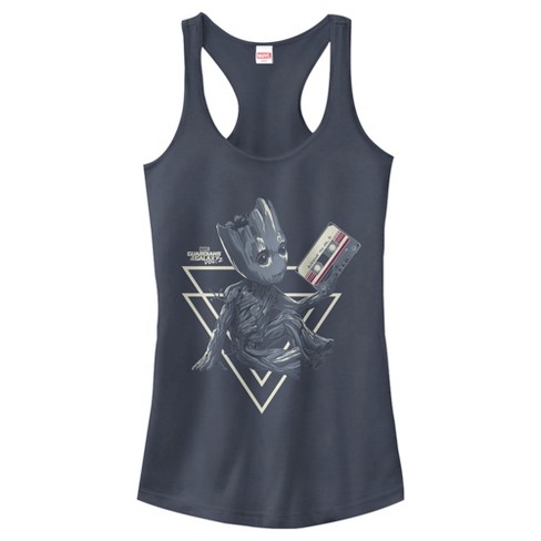 Juniors Womens Marvel Groot Guardians of Galaxy 2 Tape Shape Racerback Tank Top - image 1 of 3