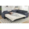 104" L-Shaped Pull Out Sleeper Sofa Bed, 2 in 1 Sectional Couch with Rivet Trim, 6-Seater Convertible Sofa for Living Room, Easy Assembly - 2 of 4