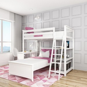Max & Lily L-Shaped Twin over Twin Bunk Bed with Bookcase and Desk - 1 of 4