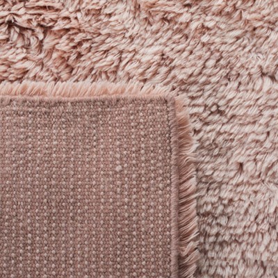 Pink 8' x 10' Handmade Wool Shag Area Rug