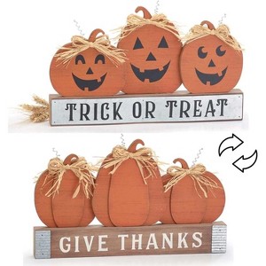 Burton and Burton Pumpkin Decor, Halloween Decorations Indoor, Fall Decorations for Home, Thanksgiving Decorations, Great for for Shelf and Table - 1 of 3