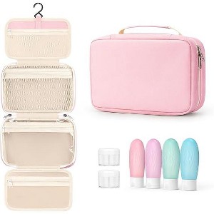 Narwey Toiletry bag for women with travel size containers set, hanging toiletry bag - 1 of 3