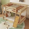 PAGED Twin Over Twin Floor Loft and Bunk Bed, Playhouse Floor Bunk Bed with Climbing Ramp, Ladder, Safety Guardrails, White - 2 of 4