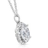 Pompeii3 3 Ct Oval Moissanite & Lab Created Diamond Halo Pendant 14k Gold Necklace - 2 of 4