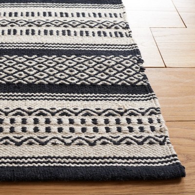 Coastal Breeze Black and Ivory Cotton Flatweave 3'x5' Rug