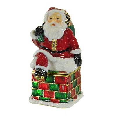 Hinged Trinket Box 2.5" Santa Chimney Box Christmas Presents  -  Decorative Figurines