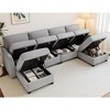 WhizMax  Modular Sectional Sleeper Sofa Couch with Storage Seat, Reversible Modular Sofa Couch with Storage Ottoman, Linen Fabric (Light Grey) - 3 of 4