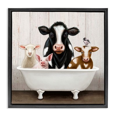 Stupell Industries Country Animals Farmhouse Claw Bathtub, 25" x 25"
