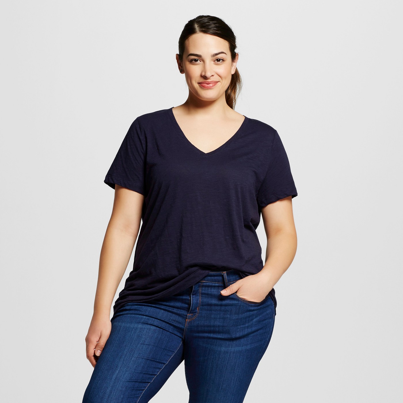 Women's Plus Size Core V-Neck T-Shirt - Ava & Vivâ¢ - image 1 of 2
