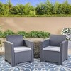 SKRAN Outdoor Faux Wicker Club Chairs with Waterproof Cushions for Backyard Porch Garden Poolside Balcony - 2 of 4