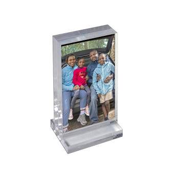 Azar Displays The Imperial Collection: Acrylic Block Frame on Acrylic Base, Vertical 5"W X 7"H