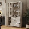 Famapy Light Gray - White Storage Cabinet Kitchen Cabinet Pantry: Glass Doors, Ample Storage – Organize Room Essentials - 2 of 4