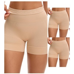 INSPIRE CHIC 3 Packs Women's High Waisted Boyshorts Soft Stretch Seamless Control Panties for Under Dresses - 1 of 4
