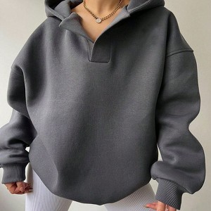 Coolmee Women's Hoodies Oversized V Neck Sweatshirts Long Sleeve Pullover Casual Fall Teen Girls Preppy Clothes - 1 of 3
