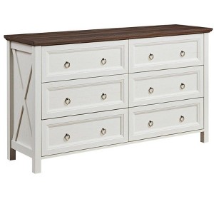 CAVINAS Farmhouse 6/8 Drawers Dresser for Bedroom,MDF Dresser with Barn Door Style for Bedroom, Living Room,Hallway,White - 1 of 4
