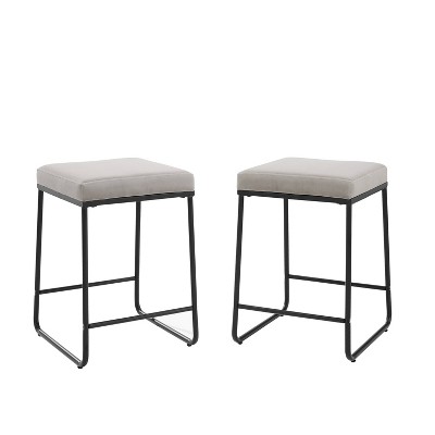 Beckett Gray Velvet & Matte Black Metal Counter Stool Set