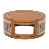 27" Acacia Wood Outdoor Coffee Table,Boho Patio Round Coffee Table for Garden,Handwoven Rope Accent Table with Slatted Top-Coolbibila - 3 of 4