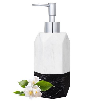 LunaLulinlk Siaomo Soap Dispenser with Pump, [8.45 oz] Resin with Marble Finish White and Black splice