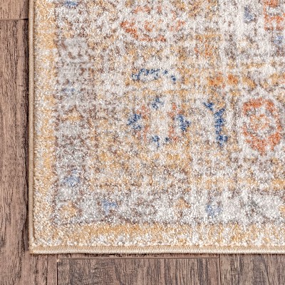 Gold and Nude Synthetic Floral Rectangular Area Rug