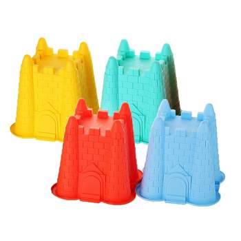 Dazmers 4 Pack Sand Castles Beach Buckets Toy Set, Multicolored