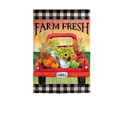 Evergreen Farm Fresh Flower Truck Garden Suede Flag