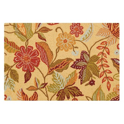 2'x3' Rectangle Hooked Floral Accent Rug Orange - C&F Home