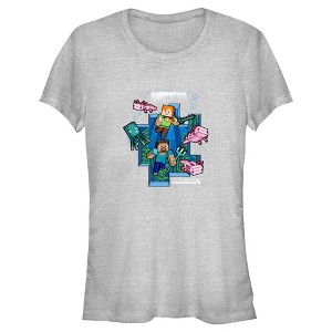 Juniors Womens Minecraft Under the Sea T-Shirt - 1 of 4