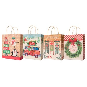 Lindy Bowman Pack of 12 Assorted Medium Christmas Gift Bags with Handle - 1 of 2