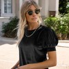 Amaryllis Women's Short-Sleeve Velvet Puff Sleeve Top Elegant Crew Neck  Texture - 3 of 4