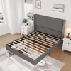 Corduroy Upholstered Bed Frame with 51" Wingback Headboard & Wooden Slats, No Box Spring Needed - 3 of 4
