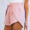 Amaryllis Women's Elastic Waist Scalloped Hem Drawstring Shorts Lightweight Breathable Fabric with Decorative Trim - 2 of 4