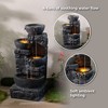 Teamson Home 33" Metal and Polyresin 4-Tier Cascading Fountain with Bowls and Stacked Stones Dark Gray - 3 of 4