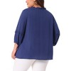 Agnes Orinda Women's Plus Size Tie Neck Tassel Self Flutter 3/4 Sleeve Blouses - 4 of 4