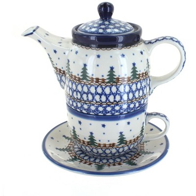 Blue Rose Polish Pottery Rustic Pines Tea for One