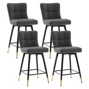 Bekrvio 26" Swivel Counter Height Bar Stools Set of 2,Modern Faux Leather Upholstered with Back,Counter Stool Chairs for Kitchen Island - 1 of 4