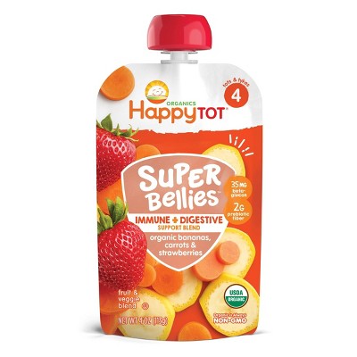 HappyTot Super Bellies Organic Bananas Carrots & Strawberries Baby Food Pouch - 4oz