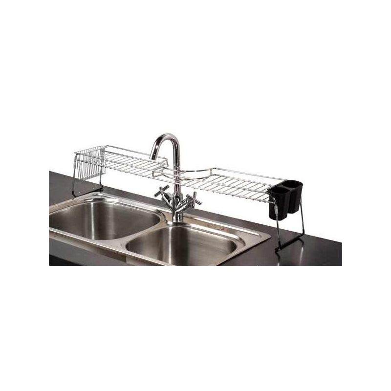 Home Basics Chrome Plated Steel  Faucet Spacer Over the Sink Shelf with Cutlery Holder, 1 of 6