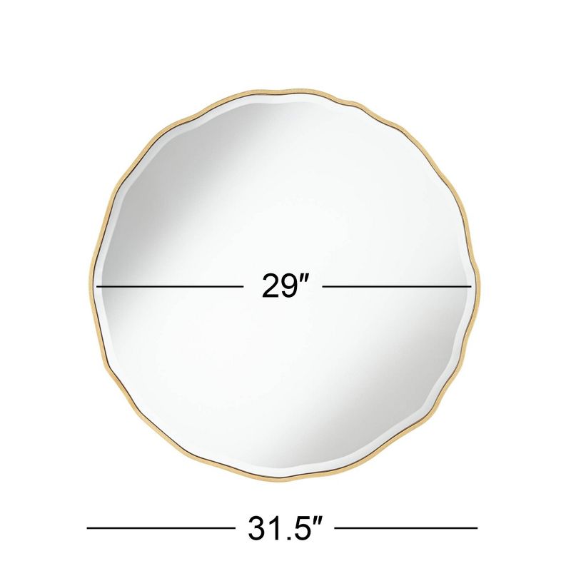 Noble Park Lissa Round Vanity Decorative Wall Mirror Modern Beveled Edge Gold Waved Wood Frame31 1/2" Wide for Bathroom Bedroom Living Room Home House, 4 of 10